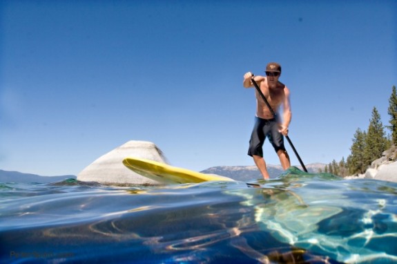 Stand-up paddleboarding on Lake Tahoe Stand-up paddleboarding on Lake Tahoe