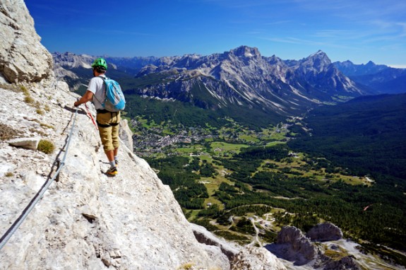 above Cortina on a via ferrata
